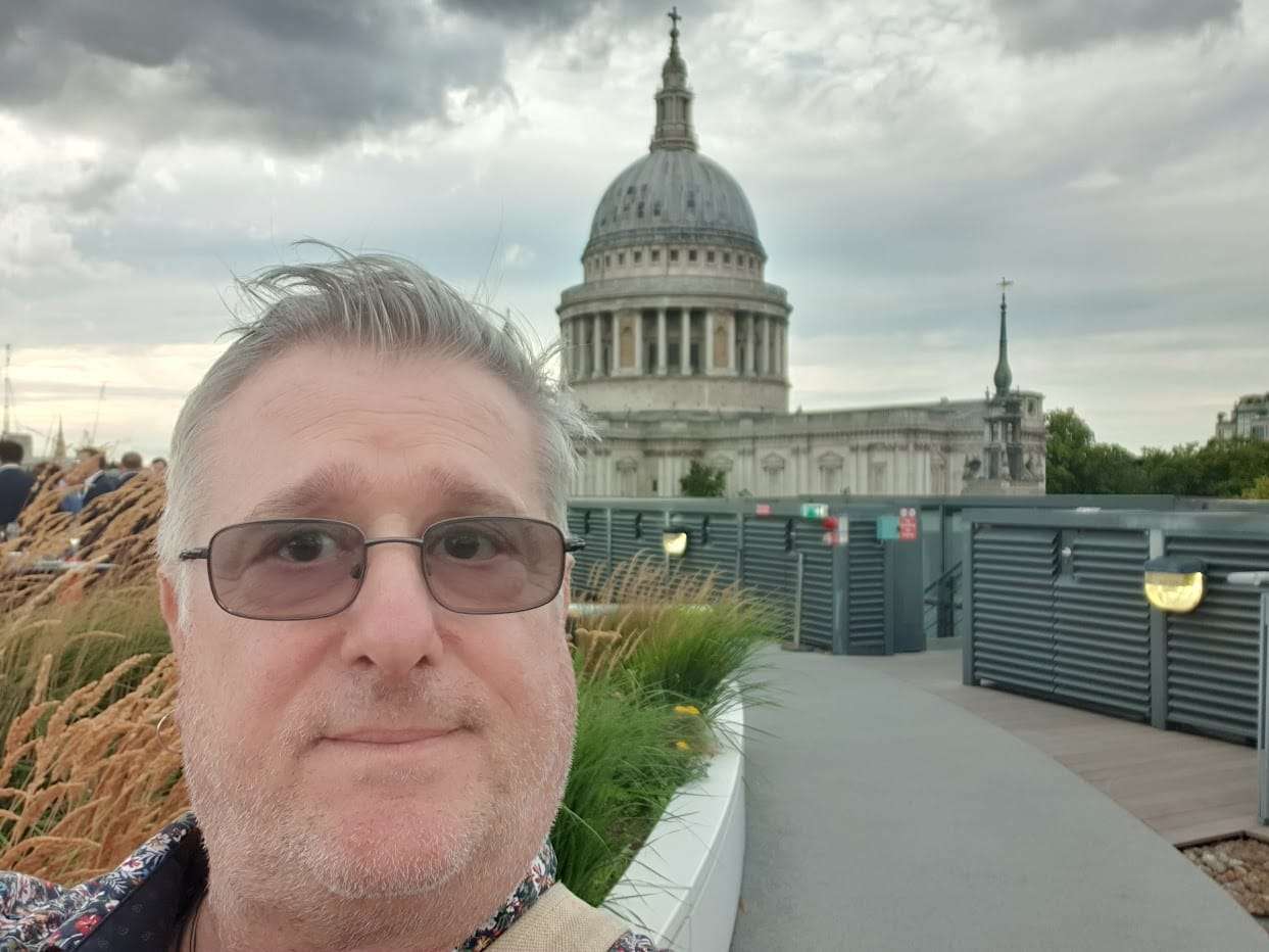 Me, with the dome of St Pauls Cathederal in the background